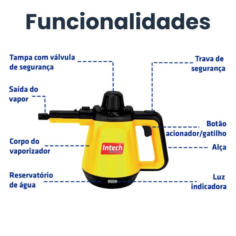 Limpador à Vapor + 9 acessórios + Brinde na sua 1ª compra