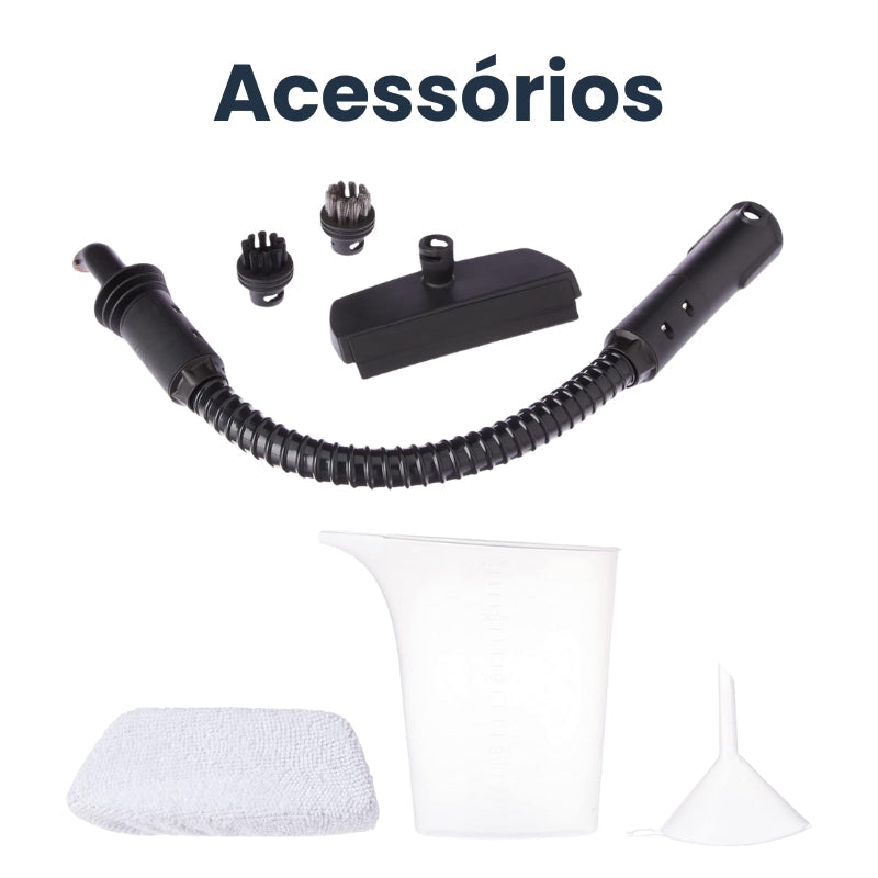Limpador à Vapor + 9 acessórios + Brinde na sua 1ª compra