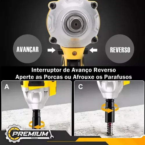 Chave de Impacto Profissional 48V com Kit 35 Peças + Maleta