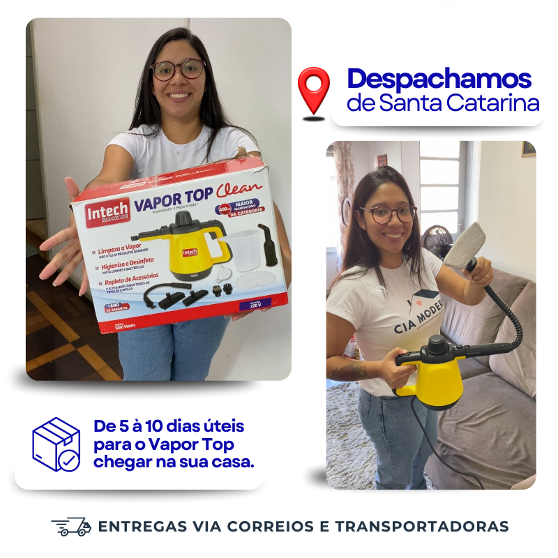 Limpador à Vapor + 9 acessórios + Brinde na sua 1ª compra