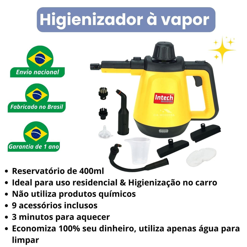Limpador à Vapor + 9 acessórios + Brinde na sua 1ª compra